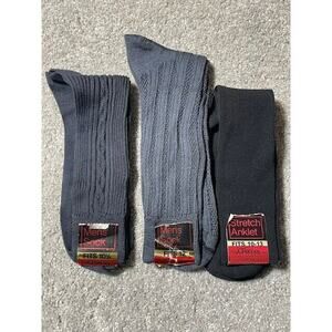 JCPenney Stretch Anklet Socks Mens Fits 10-13 Vintage Lot of 3 Gray Black